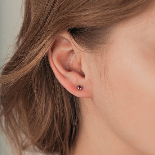 Пусеты Fiore Luna Cubic zirconia Amethyst, SWE0128 AM G фото 4